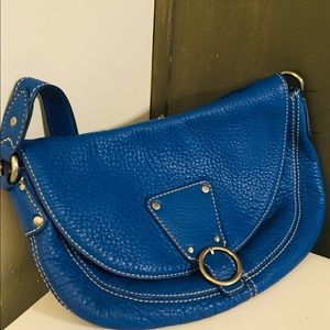 Blue Leather Shoulder Bag